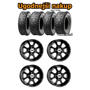 KOMPLET = 4x Platišča 12" (110mm) + 4x Cestne gume 25"